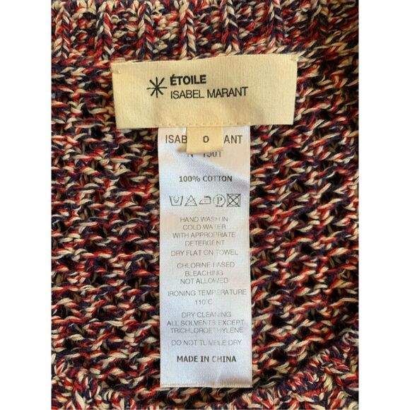 Isabel Marant Étoile Open‎ Knit Cotton Crewneck Sweater Red Multi Size XS - Picture 7 of 12
